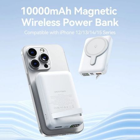 Vention Powerbank 10000mAh FHTW0 22.5W Carga Inalámbrica Blanco Vention Powerbank 10000mAh FHTW0 22.5W Carga Inalámbrica Blanco
